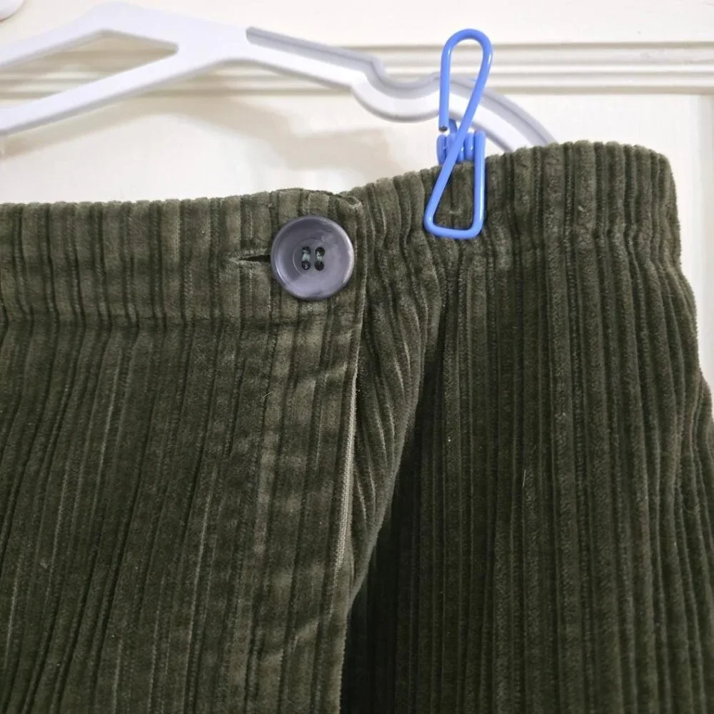 16 Vintage 80s L.L. Bean Olive Corduroy Maxi Wrap Skirt Boho